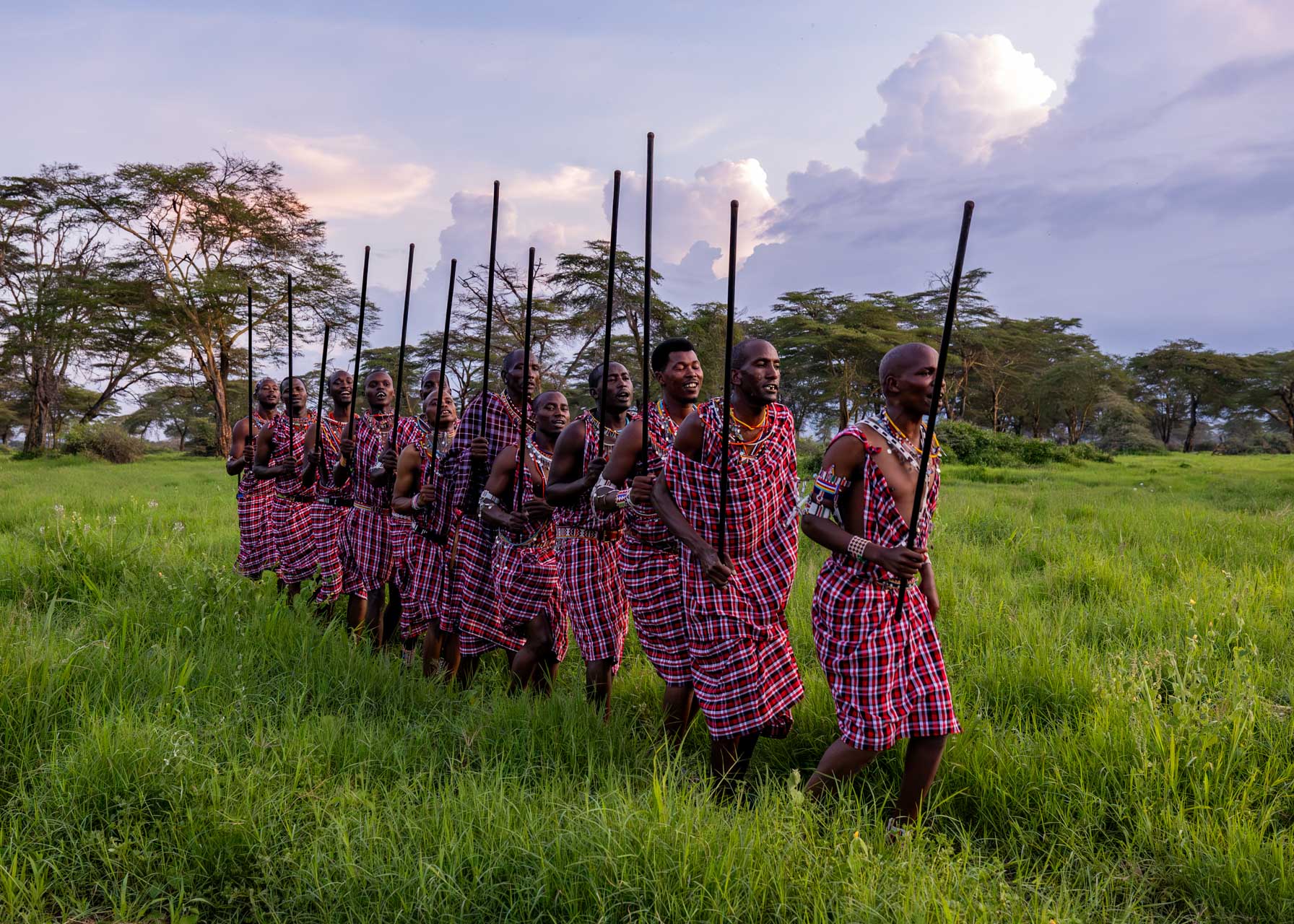 Above: At sunset, guests can watch the Maasai warriors light the baraza fire