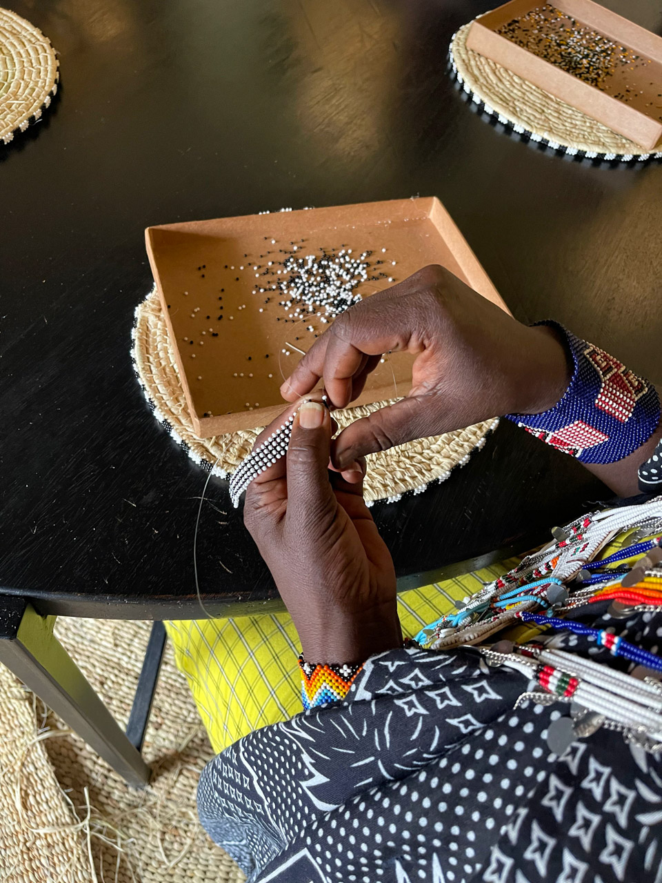 After years of practice, beading comes easily to them