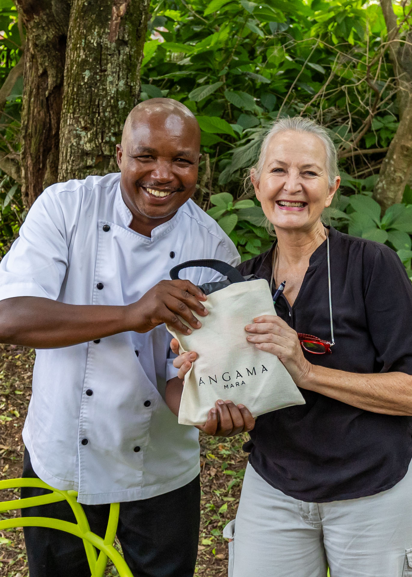 Evans welcoming chef trainer Amanda Collins, a familiar face in Angama's kitchen