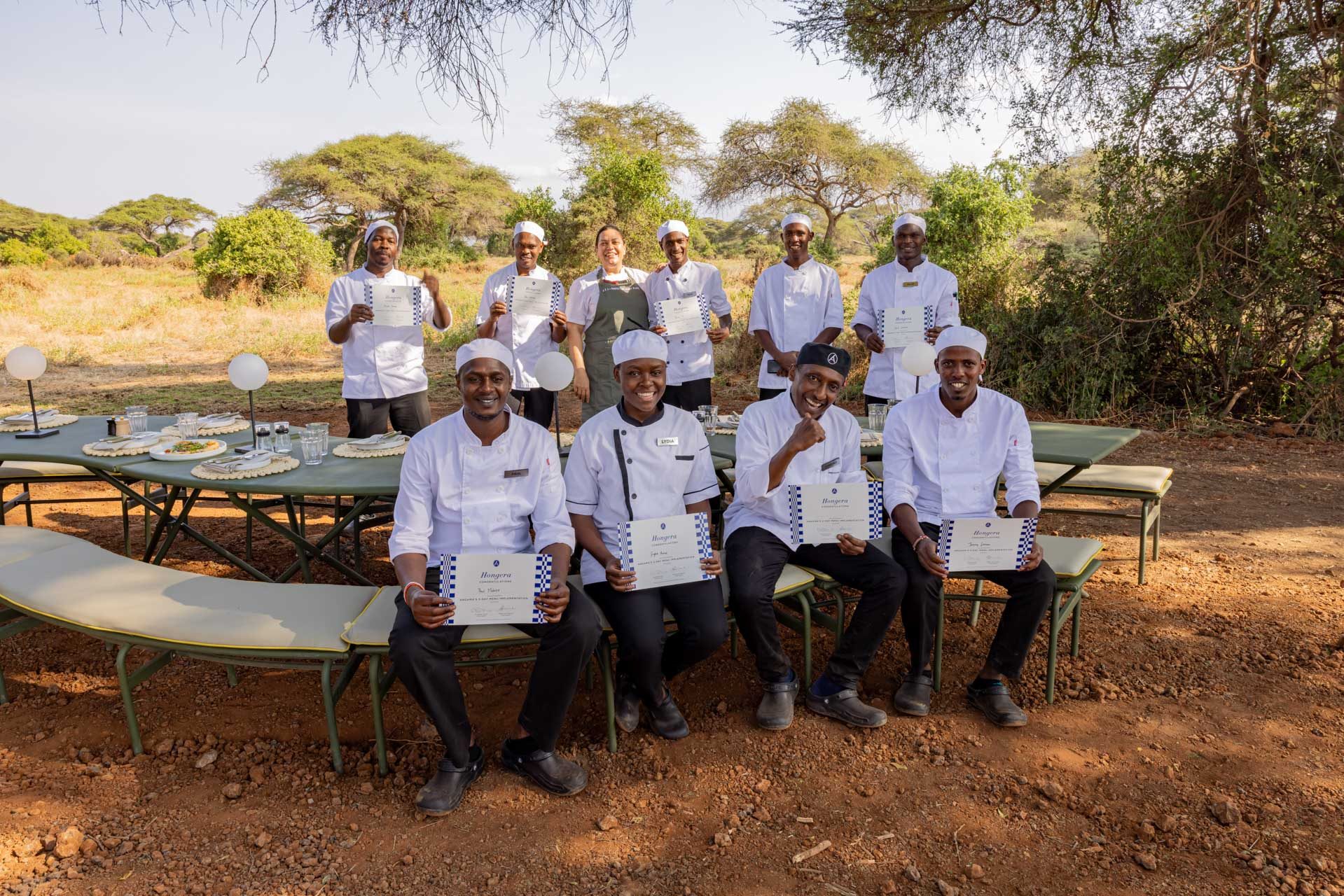 The Amboseli kitchen team with their fresh training certificates...