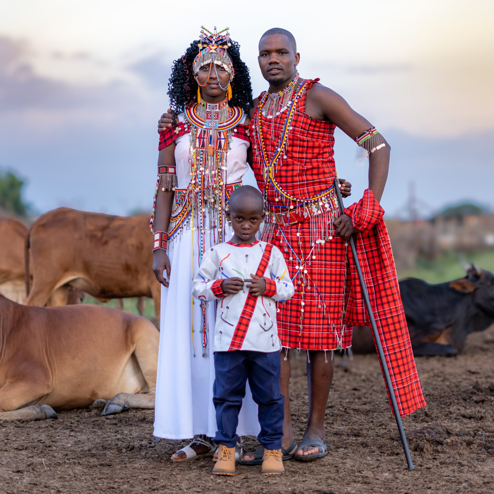 The newlyweds, Kisiara Patrick and Elizerbert Noomali, with their firstborn, Lee Alvine Oiboo