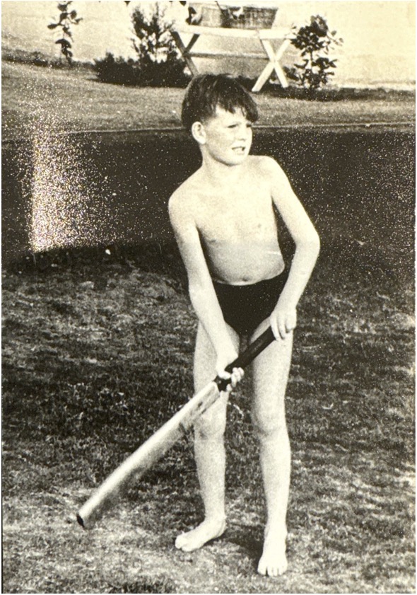 Batting practice starts young: a boyhood photo of Steve Fitzgerald