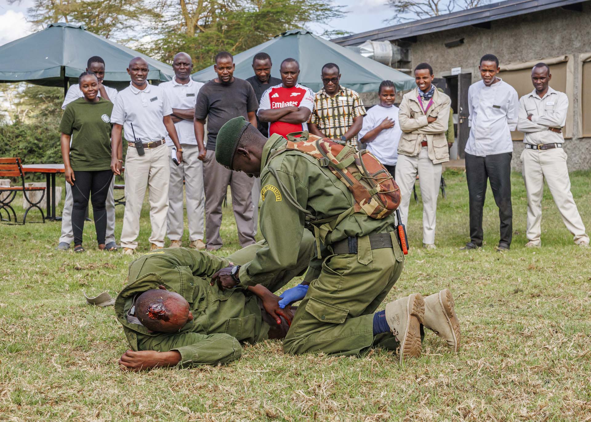 The simulation focused on bleeding control and stabilising injuries in the field...