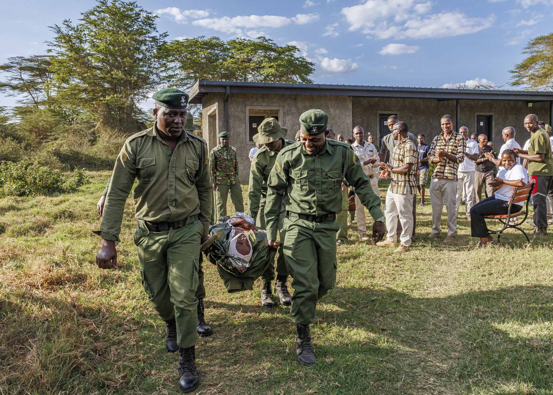 Evacuation drills prepare rangers to safely carry injured patients across remote terrain