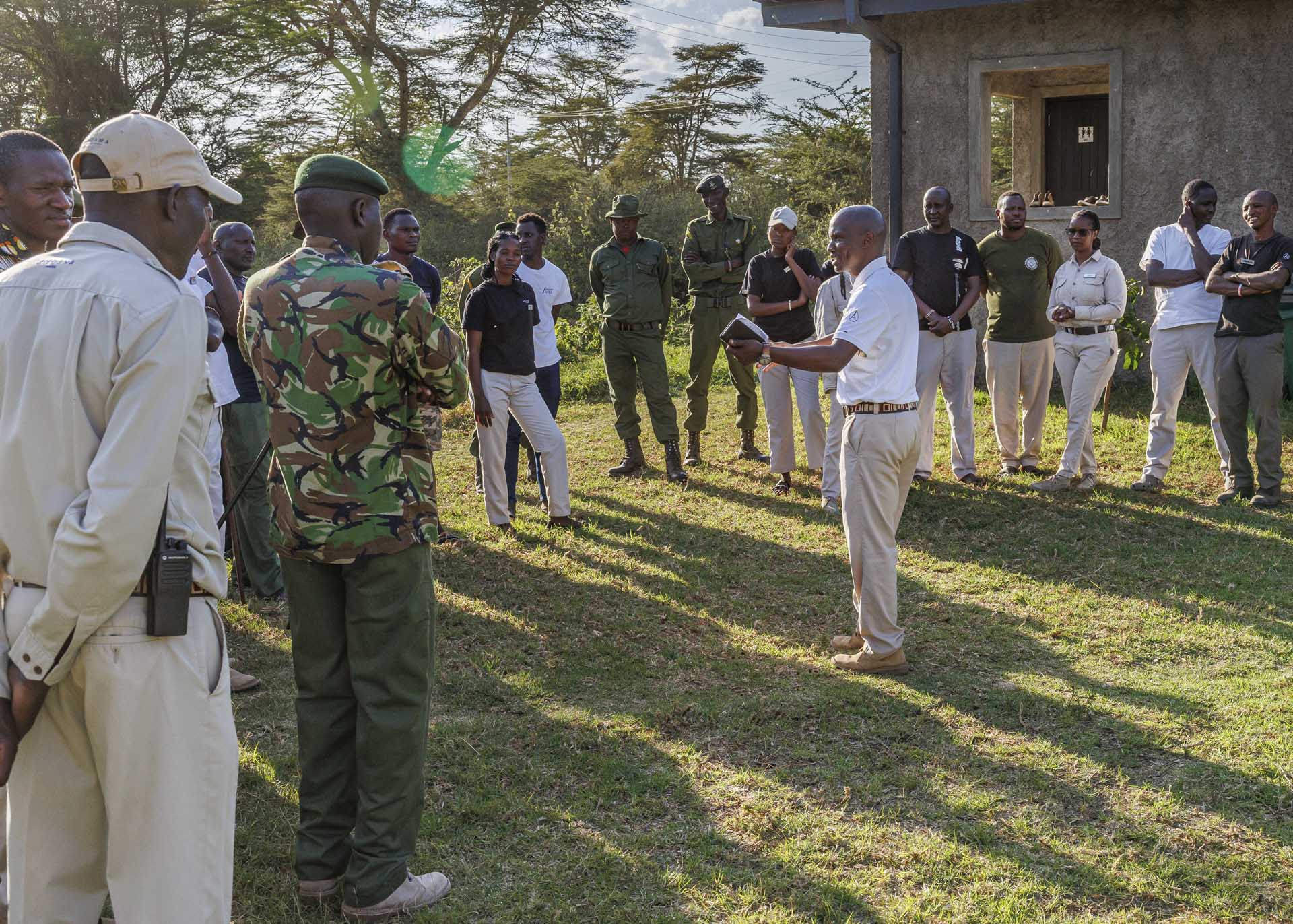 Ibrahim reinforcing the importance of preparedness and teamwork in a landscape shared by people and wildlife