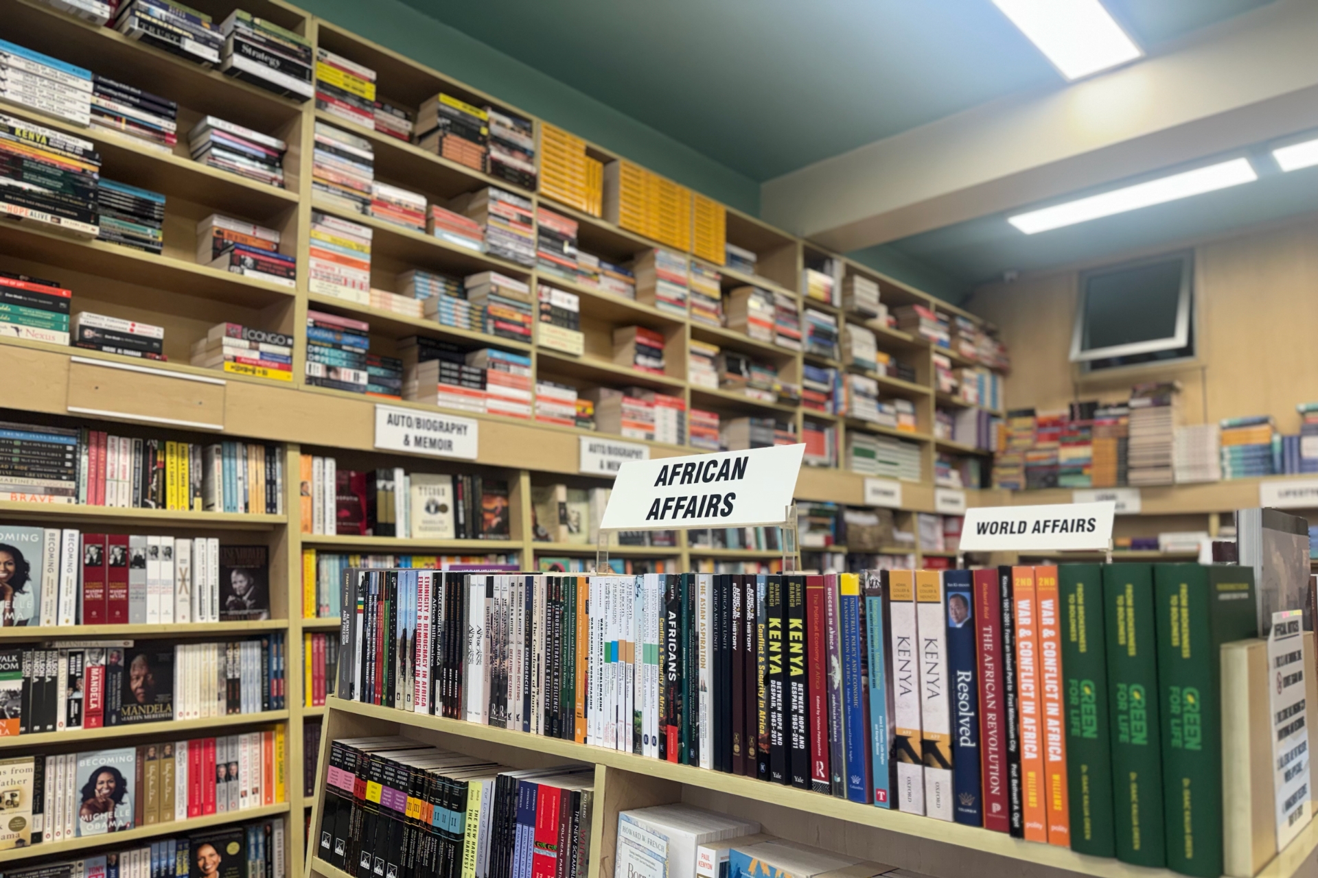 In most bookshops, Africa is a subsection of the world. Here, the world is a subsection of Africa