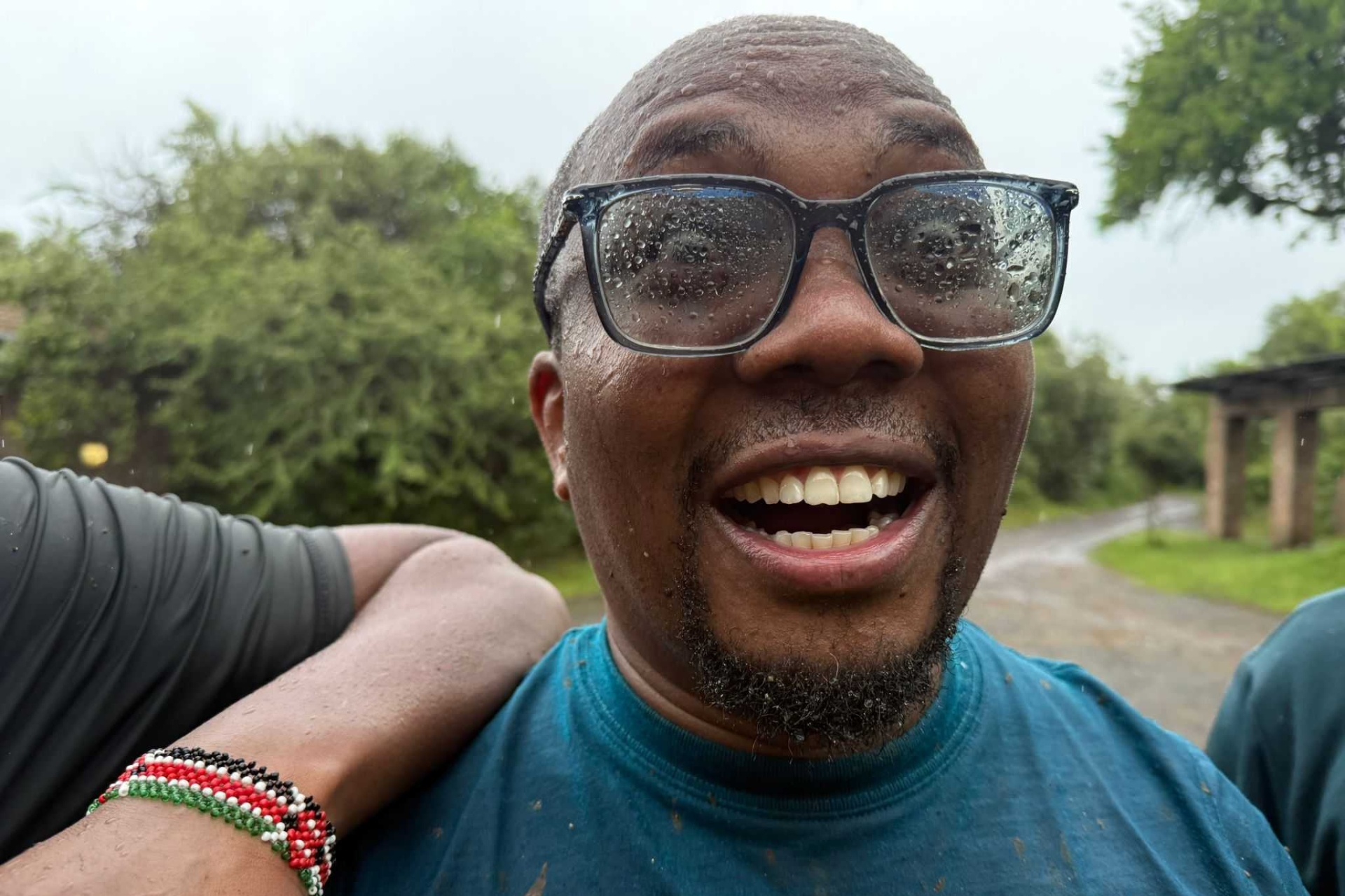Angama's Head of Finance, Daniel, wishing he had windscreen wipers on his glasses